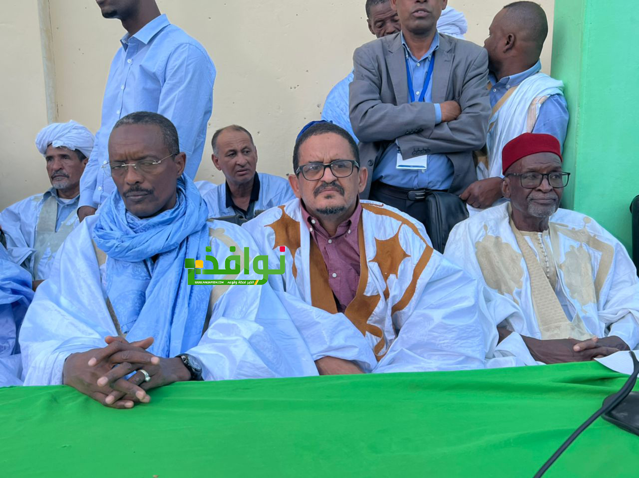 من المين اتحادي الحزب بلبراكنه وفي الوسط رئيس جهة لبراكنه ومن اليسار المنسق الجهوي للبعثة بلبراكنه