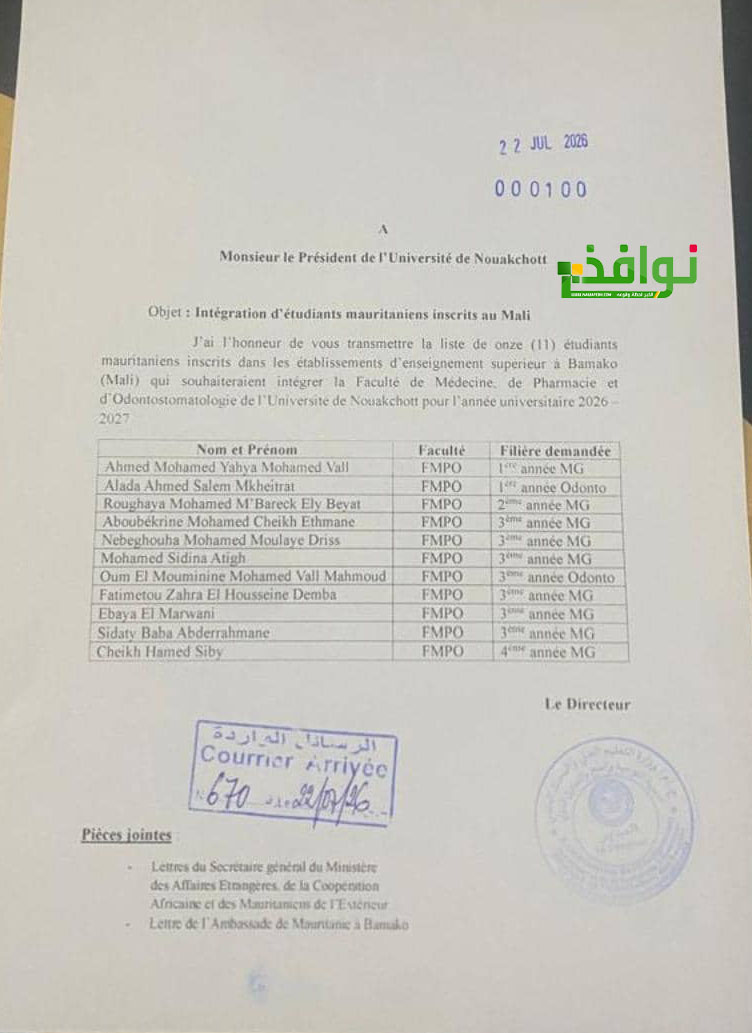 رسالة إدارة التوجيه والمنح الموجهة لرئاسة الجامعة